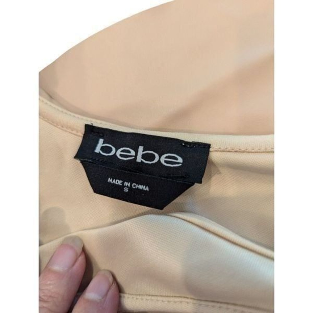 NWT Bebe Womens Knee Length Sleeveless V Neck Zip Dress Beige Size S - Picture 4 of 10